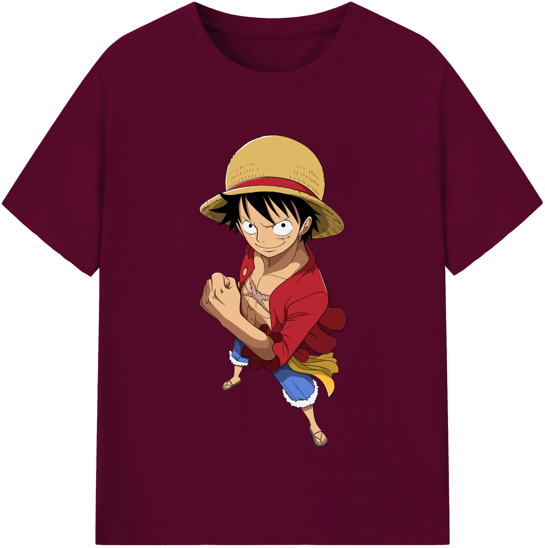 ワンピース モンキー・D・ルフィ ONE PIECE Monkey D. Luffy レディースカジュアルプリントTシャツ（綿100％）